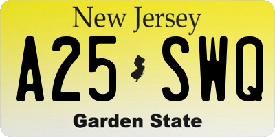 NJ license plate A25SWQ