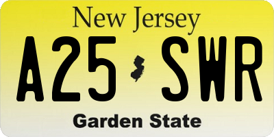 NJ license plate A25SWR
