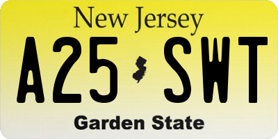 NJ license plate A25SWT