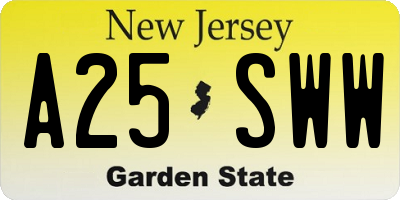 NJ license plate A25SWW