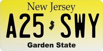 NJ license plate A25SWY