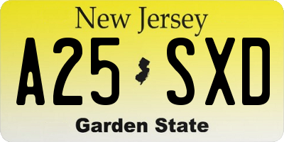 NJ license plate A25SXD