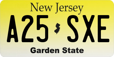 NJ license plate A25SXE