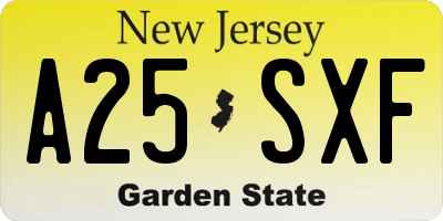 NJ license plate A25SXF