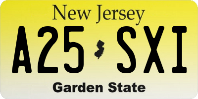 NJ license plate A25SXI