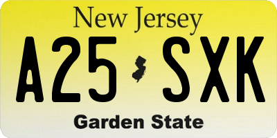 NJ license plate A25SXK