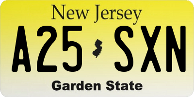 NJ license plate A25SXN