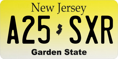 NJ license plate A25SXR