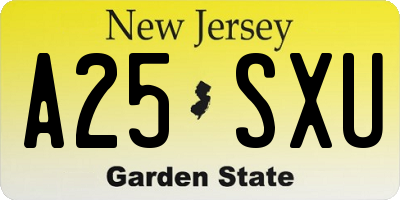 NJ license plate A25SXU