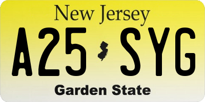 NJ license plate A25SYG