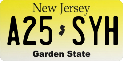 NJ license plate A25SYH