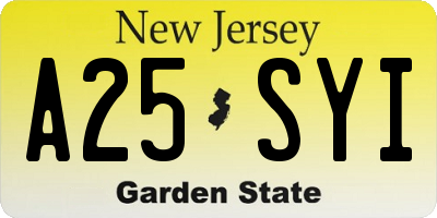 NJ license plate A25SYI