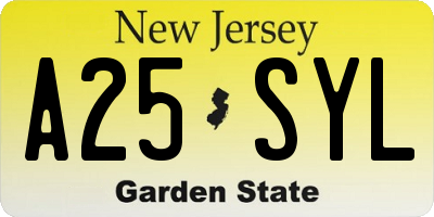 NJ license plate A25SYL