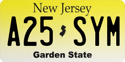 NJ license plate A25SYM