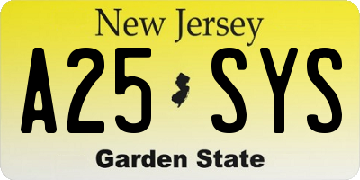 NJ license plate A25SYS