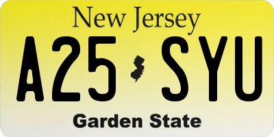 NJ license plate A25SYU