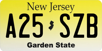 NJ license plate A25SZB