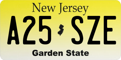 NJ license plate A25SZE