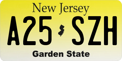 NJ license plate A25SZH