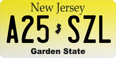 NJ license plate A25SZL