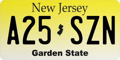 NJ license plate A25SZN