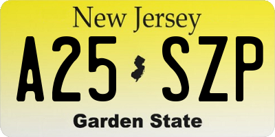 NJ license plate A25SZP