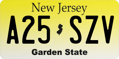 NJ license plate A25SZV