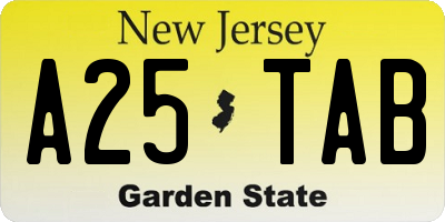NJ license plate A25TAB