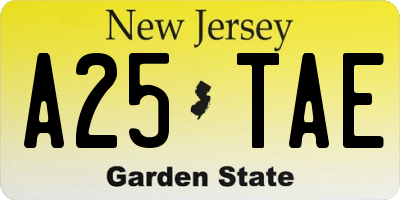 NJ license plate A25TAE