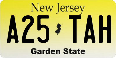 NJ license plate A25TAH