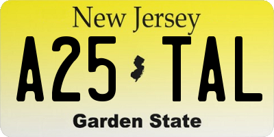 NJ license plate A25TAL