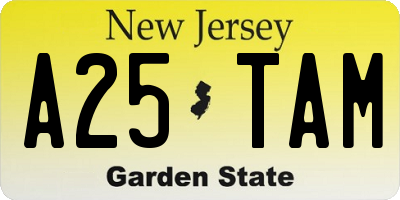 NJ license plate A25TAM