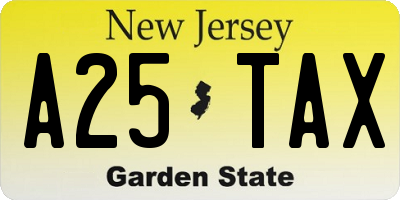 NJ license plate A25TAX