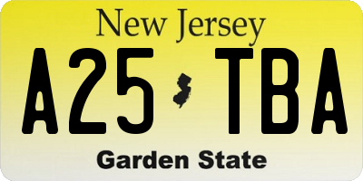 NJ license plate A25TBA