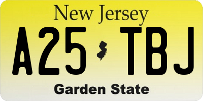 NJ license plate A25TBJ