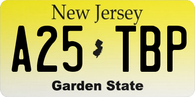 NJ license plate A25TBP