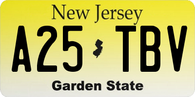 NJ license plate A25TBV