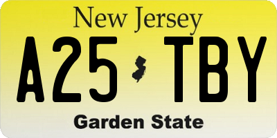 NJ license plate A25TBY