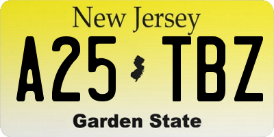 NJ license plate A25TBZ