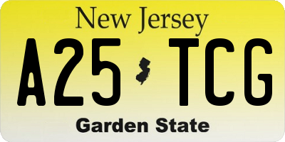 NJ license plate A25TCG