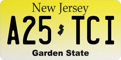 NJ license plate A25TCI