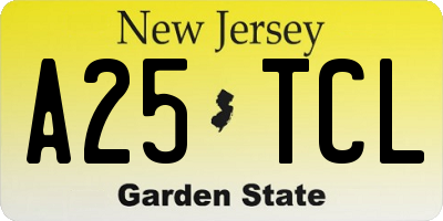 NJ license plate A25TCL