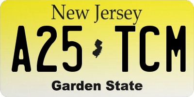 NJ license plate A25TCM