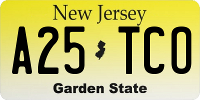 NJ license plate A25TCO