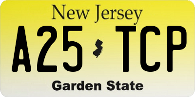 NJ license plate A25TCP