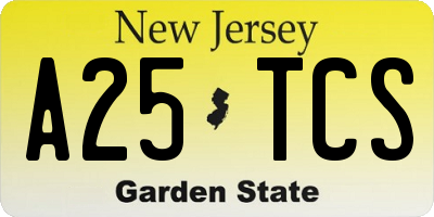 NJ license plate A25TCS
