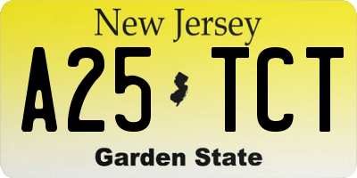 NJ license plate A25TCT