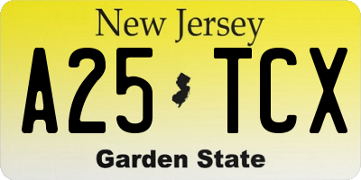 NJ license plate A25TCX