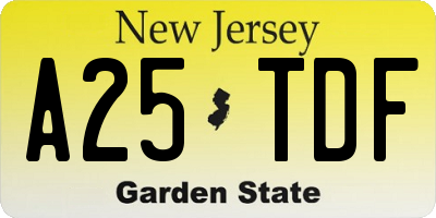 NJ license plate A25TDF
