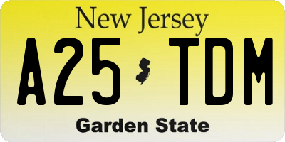 NJ license plate A25TDM